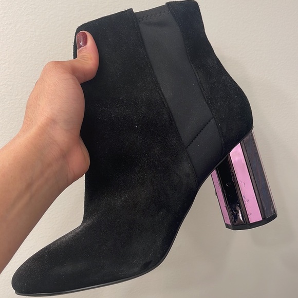 Black glass block heel boots - Picture 4 of 4